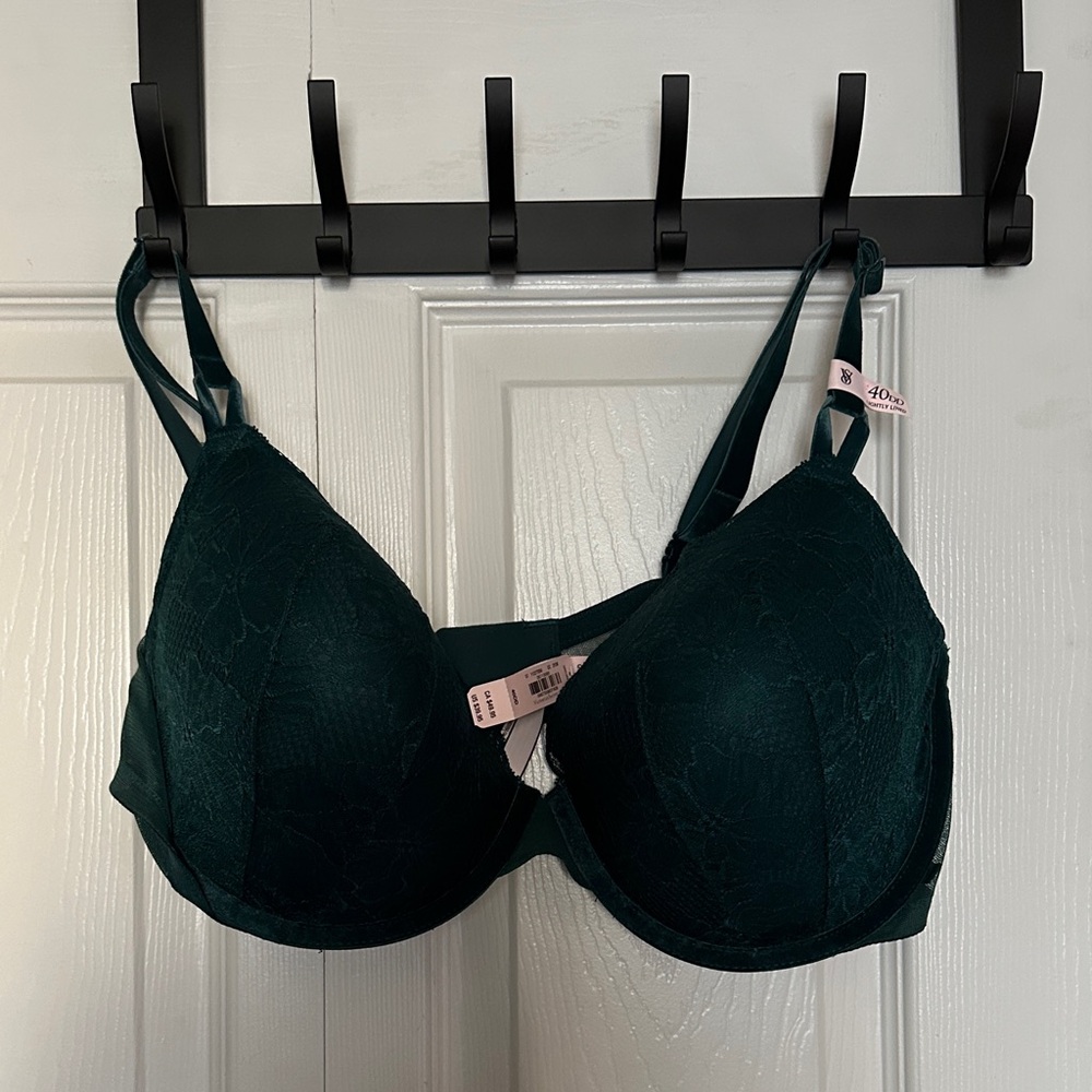 Victoria's Secret Deep Teal Demi-lined Lace Bra